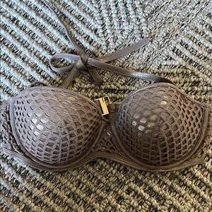 Victoria's Secret Metallic Taupe Textured Halter Bikini Top